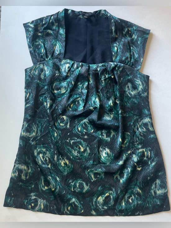 Ann Taylor Tops - 100% Silk Ann Taylor Top Dark Blue and Green Pattern